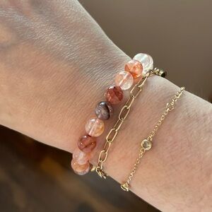 Flower agate gemstone stretchy bracelet